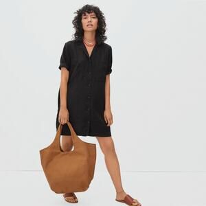 Everlane The Linen Workwear Dress Black Base - Size M